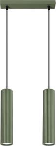 Lampada a sospensione KARBON 2 verde oliva 2xGU10 10W alluminio 90x6.5x30cm Sollux Lighting