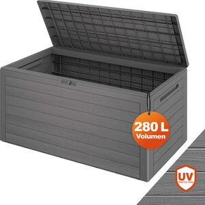 CASARIA® Baule da Giardino XXL 280L Effetto Legno Cassapanca Richiudibile 116x43x55cm Box Multibox Contenitore Cuscini