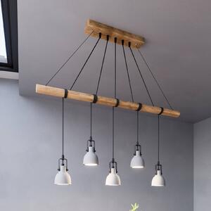 Lampada a sospensione Lindby Mitis, cemento, legno, lunghezza 100 cm, GU10