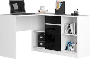 Akord Scrivania Angolare Con Finitura Lucida Bianco/Nero 120X126X79