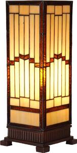 LumiLamp 5LL-6358 Lampada da tavolo Tiffany Beige Brown 17x17x44cm E27 Vetro Poliresina