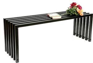 DanDiBo Panchina da giardino in metallo solido resistente alle intemperie nero 120 cm Ela Panchina moderna 96205 Panchina da parco in ferro a doghe
