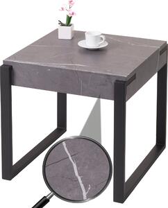 Tavolino MCW-L53, tavolino da caffè, comodino, tavolino da salotto, in metallo 51x50x54 cm ~ effetto marmo grigio