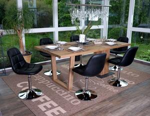 Set di 6 sedie per sala da pranzo HWC-A60, sedia girevole, cromo ~ ecopelle nera