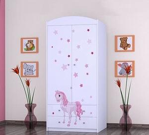 BDW Armadio, 2 ante, 2 cassetti, guardaroba, 180x90 cm, bianco