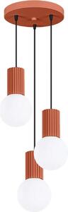 Lampada a sospensione HALO 3P rosso ocra 3xG9 8W alluminio/vetro 125x25x25cm Sollux Lighting