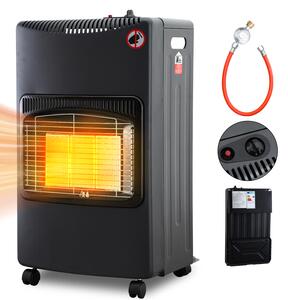 TolleTour stufa a gas stufa a gas stufa a gas radiante 4,2 KW camino a gas incl. regolatore di pressione + tubo flessibile stufa a gas bombole di gas butano o propano fino a 10 kg nero