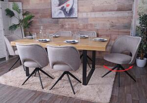 Set di 6 sedie da pranzo HWC-N72, sedia da cucina imbottita, girevole a ritorno automatico, tessuto/tessuto (420g/m²) Oeko-Tex ~ grigio chiaro