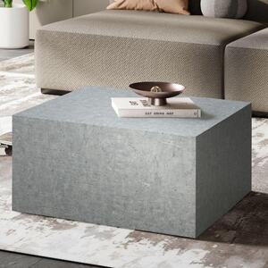 WOHNLING Tavolino MONOBLOC 60x60x30 cm in look cemento grigio design tavolo soggiorno cubo quadrato tavolo salotto tavolo laterale forma cubo