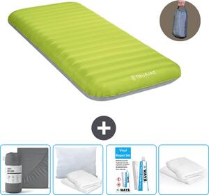 Materassino da campeggio Intex - 1 persona - 76 x 191 x 17 cm - Verde - Comprensivo di pompa - lenzuolo di montaggio - bacio - set di riparazione en cuscino di protezione