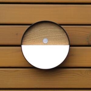 Eco-Light Applique da esterno ricaricabile a LED Meg, color legno, Ø 15 cm, sensore