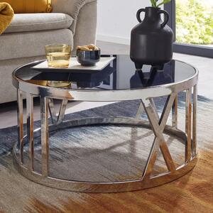 Tavolino in vetro metallo 60x60x30 cm tavolino argento | Wohnling