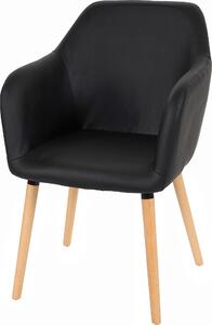 Sedia da sala da pranzo Malmö T381, sedia da cucina, design retrò anni '50 ~ Pelle finta, nero, gambe chiare