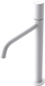 Doporro Miscelatore Monocomando Alto per Lavabo Bagno Senza Leva, Rubinetto con Flessibili Acqua Calda Fredda in Ottone Bianco Opaco H 34,2 cm WAO-7701