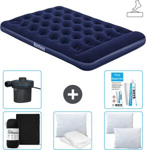 Materasso gonfiabile Bestway - Letto alla francese - 137 x 191 x 28 cm - Blu - Accessori inclusi