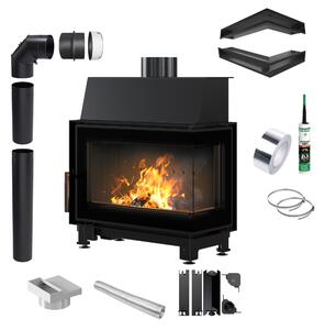 KRATKI SIMPLE Caminetto ad aria destra in acciaio 6 kW Ø 150 rivestimento nero