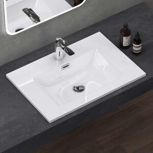 Doporro Lavabo Integrale a Incasso Soprapiano 70x48x14 cm Rettangolare in Marmoresina Bianco Lucido, Lavabo Bagno da Appoggio con Foro Rubinetto e Troppopieno Colossum02