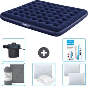 Materasso gonfiabile Bestway - 2 persone - 183 x 203 x 22 cm - Blu - Accessori inclusi