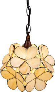 Clayre & Eef lampada a sospensione Tiffany 21x21x17/90 cm fiore di vetro beige