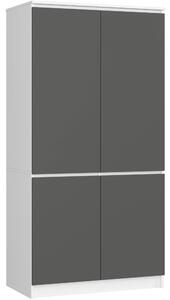 Akord Armadio 4 Ante Bianco/Grigio Grafite 90X51X180 Cm