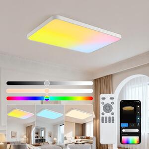Plafoniera LED 698-CFX rettangolo 105x70 cm, 150 W RGBIC con APP e telecomando, cielo dinamico ed effetti di luce naturale timer dimmerabile 10-100%, 1800-12000K