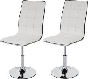 Set di 2 sedie per sala da pranzo HWC-C41, sedia da cucina, girevole e regolabile in altezza, in Pelle finta certificata ~ bianco
