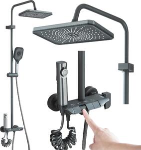 Sistema doccia Ari graphite Con doccia bidet, doccia a pioggia e bocca da bagno