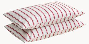 Set di 2 federe in percalle di cotone Striped Coral