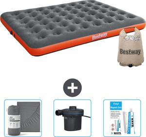Materasso gonfiabile Bestway - 2 persone - 152 x 203 x 22 cm - grigio/arancio - accessori inclusi