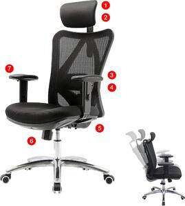 Sedia da ufficio SIHOO sedia da scrivania, ergonomica, supporto lombare regolabile, capacità di carico 150 kg ~ senza poggiapiedi nero