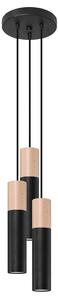 Lampada a sospensione PABLO 3P nero 3xGU10 10W acciaio/legno 100x20x20cm Sollux Lighting