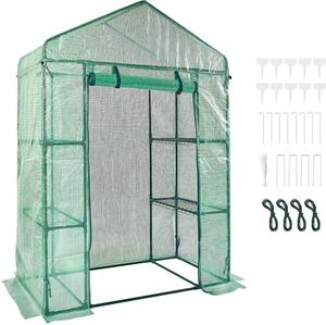Serra in foglio 141x74,5x205cm - Serra per pomodori - Capacità di carico 15kg - Serra - Casa da giardino - Struttura fredda - Materiale PE - Tubo d'acciaio - Casa per pomodori - Serra per ortaggi - 4 ripiani - Casa per piante