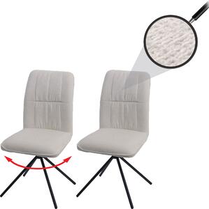 Set di 2 sedie per sala da pranzo HWC-N99, sedia da cucina, girevole a ritorno automatico, tessuto/ceniglia (340g/m²) Oeko-Tex ~ crema