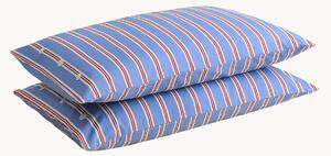Set di 2 federe in percalle di cotone Striped Blue