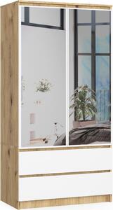Akord Armadio 2 Ante Con 2 Cassetti E 2 Specchi Rovere Artigianale E Bianco 90X51X180 Cm