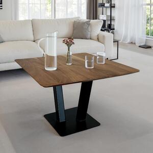 FineBuy Tavolino quadrato 60x60 cm in legno massiccio di acacia - Tavolo da soggiorno moderno e industriale con struttura in metallo - Fatto a mano - Naturale e stabile
