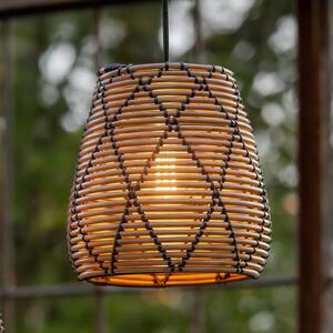 PR Home Lollo lampada a sospensione da esterno, look rattan naturale, Ø 28