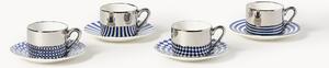 Tazzine da caffè fatte a mano con piattino Aunty, set da 4