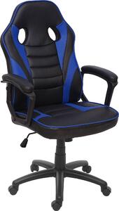 Sedia da ufficio HWC-F59, sedia da scrivania sedia girevole sedia da corsa sedia da gioco, finta pelle ~ nero/blu