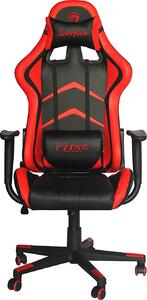 Sedia da gioco Marvo CH106 RD, ecopelle, braccioli regolabili, struttura in acciaio, nero/rosso