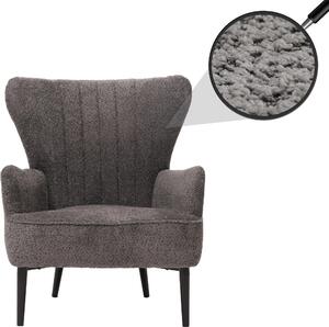 Poltrona lounge HWC-K37, poltrona cocktail/appendice poltrona imbottita retro vintage tessuto ciniglia (500g/m²) Oeko-Tex ~ grigio scuro