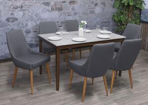 Set di 6 sedie da sala da pranzo HWC-B44 II, sedia da cucina design retrò ~ tessuto/tessuto grigio scuro