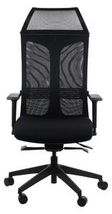Sedia da ufficio ergonomica girevole RYDER, braccioli regolabili, poggiatesta, seduta scorrevole (avanti-indietro), nero