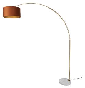Lampada da terra in acciaio con paralume arancione e interno dorato 50 cm - XXL