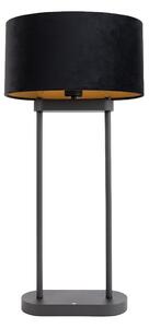 Lampada da tavolo nera con paralume ovale nero 35 cm - Thijmen