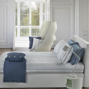 Completo Lenzuola In Percalle Soft Stripes Matrimoniale - 250X290 175X205 + 2 Federe 50X80 Bellora Geometrico Blu Caleffi