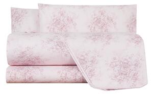 Completo Lenzuola In Percalle Claire Matrimoniale - 250X290 175X205 + 2 Federe 50X80 Bellora Floreale Rosa Caleffi