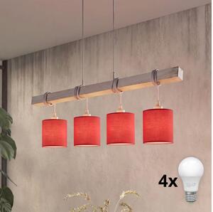 Brilagi - Lampadario LED a sospensione su cavo NUBILA 4xE27/60W/230V grigio/rosso