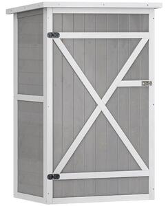 Outsunny Casetta da Giardino in Legno con Tetto Impermeabile, Armadio Porta Attrezzi da Esterno con 2 Mensole, 75x56x115cm, Grigio | Aosom Italy