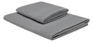 Asciugamano Con Ospite In Nido D'ape Ape 40X60+60X100 Bellora Continuat. Tinta Unita Asfalto Caleffi